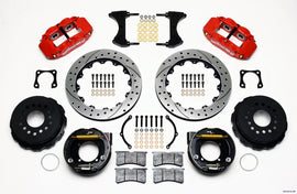 Wilwood Narrow Superlite 4R Rear P-Brk Kit 12.88in Drilled Red Chevy 12 Bolt-Spec 3.15in Bearing