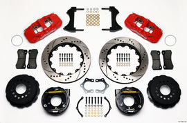 Wilwood AERO4 Rear P-Brake Kit 14.00in Drill Red Mopar/Dana 2.36in Off w/Snap Ring Bearing