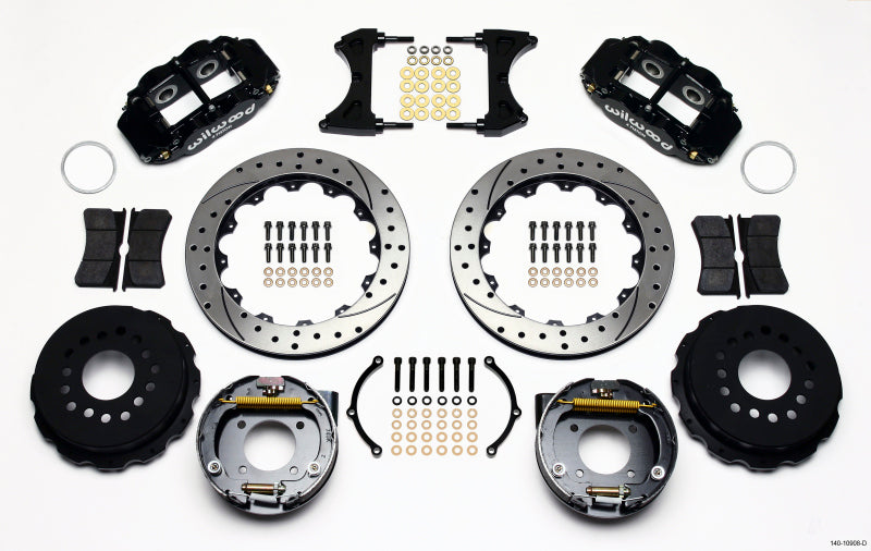 Wilwood Narrow Superlite 4R Rear P-Brk Kit 12.88in Drilled Chevy 12 Bolt w/ C-Clips Staggered mt