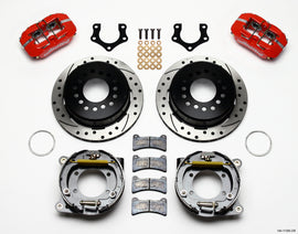 Wilwood Dynapro Low-Profile 11.00in P-Brake Kit Drill-Red Mopar/Dana 2.36in Off w/Snap Ring Bearing